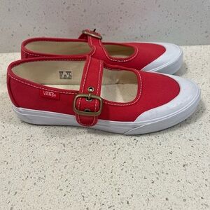Vans Womens Mary Jane Canvas Sneakers Red Size 5
